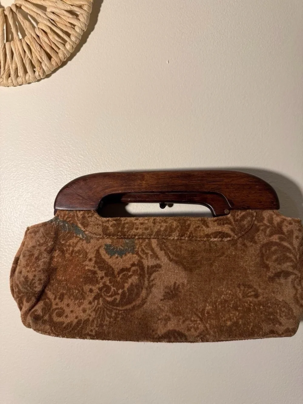 Fossil Forever Tan Brown Velvet Clutch